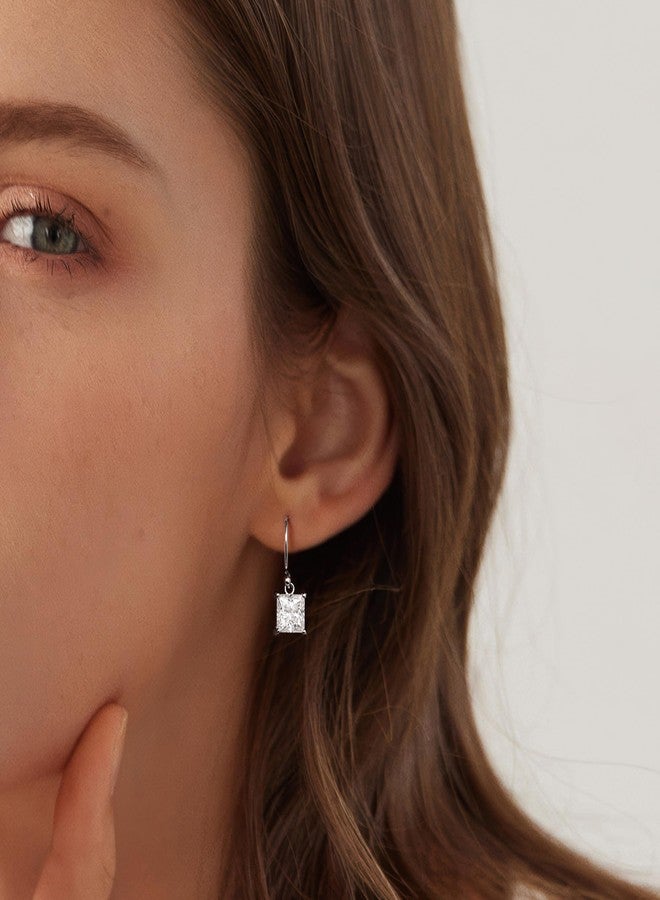 MOOSEA 2ct Round Moissanite Earrings for Women, 925 Sterling Silver Moissanite Hook Earring for Women, Dangle Earring, Anniversary Birthday Gifts for Wife Mom Girlfriend Jewelry Gifts Bridal Earrings - Image 3